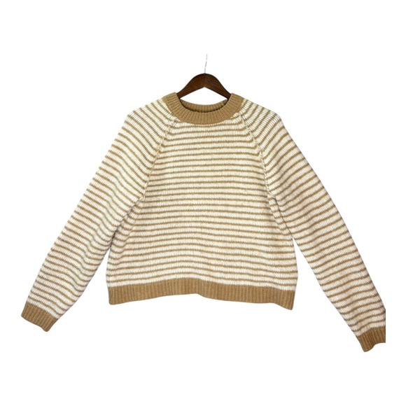American Eagle Outfitters Sweaters - American Eagle Womens Striped Crewneck Sweater S Ivory‎ Mustard Everyday Casual